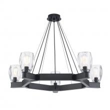  11688 BK - Harmony Hills 8 - Light Dimmable Wagon Wheel Dining Chandelier